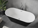 MEXEN/S - Flavia voľne stojaca vaňa 150 x 75, biela/čierna, sifón a prepad chróm 54031507575-01