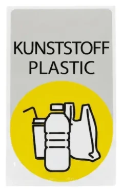 LUNE Samolepka na triedený odpad Plast žltá / Samolepka / 8,5 x 14,5 cm / polymér