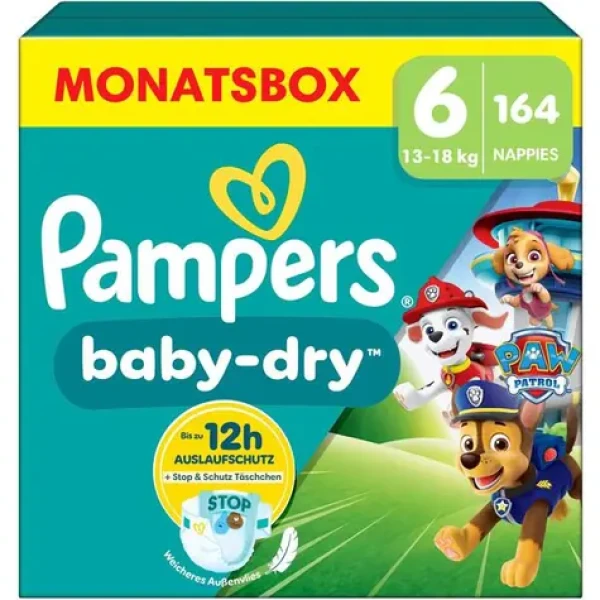 Pampers Baby Dry 13-18kg (164 ks) / plienkové nohavičky / veľkosť 6 (13-18kg) (8700216146654)