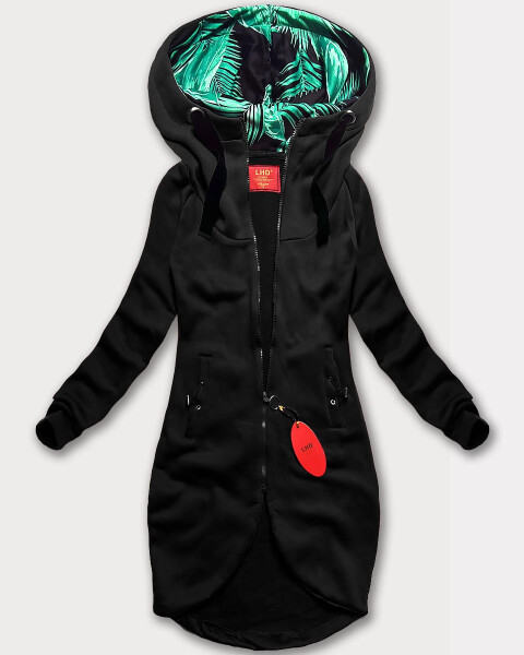 Čierna dámska dlhá mikina s asymetrickou spodnou časťou LHD (AMG-13) odstíny černé S (36)