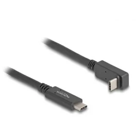 DeLock USB-C rovný/lomený kábel 1 m čierna / USB kábel / USB 3.2 Gen 2 / 10 Gbps / PD 60 W / DP Alt Mode 4K (80034)