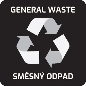 Samolepka na odpadkový kôš pre triedený odpad SM. ODPAD čierna / Samolepka / 8 x 8 cm / CZ/EN