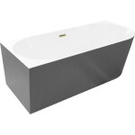 MEXEN/S - Silo voľne stojaca rohová vaňa ľavá reliéf 150 x 75, biela/sivá, sifón a prepad zlatá 52891507562L-50