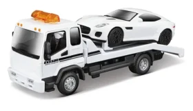 Bburago STREET FIRE Odťahové vozidlo Flatbed Tow Truck + Jaguar F-TYPE Coupé 1:43