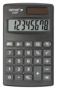Genie 215 P čierna / Kalkulačka / vreckový / 8miestna / napájanie batérie / solárne (12630)