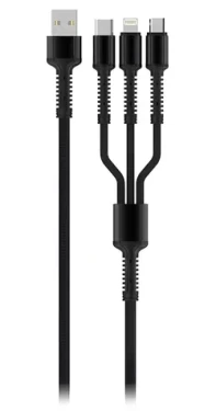Colorway Nabíjací kábel 3v1 šedivá / Nabíjací kábel / USB-A (M) - Lightning Micro-USB USB-C / 4 A / Nylon / 1,2 m (CW-CBU3003-GR)