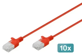Digitus CAT 6 U-UTP Slim červená / Patch kábel / 0,5 m / 10 ks (DK-1618-005S-R-10)