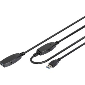 Digitus USB kábel USB 3.2 Gen1 (USB 3.0 / USB 3.1 Gen1) USB-A zástrčka, USB-A zásuvka 20.00 m čierna tienený, dvojžilový tienený DA-73107; DA-73107