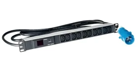 Lanview PDU rozvodný panel 10x C13 čierny / Rozvodný panel / 19 "/ 1U / 16A / 3M / AMP meter (LVR261877)