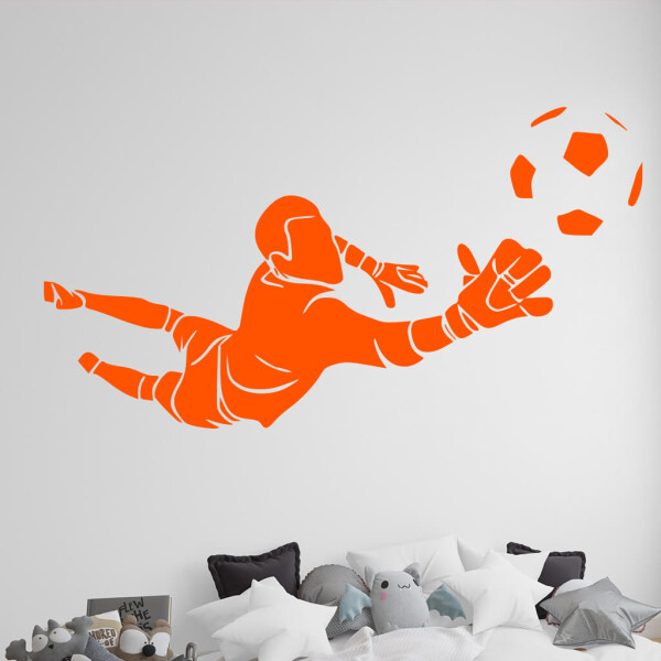 Veselá Stena Samolepka Futbalový brankár Farba: oranžová, Veľkosť: 60 x 32 cm