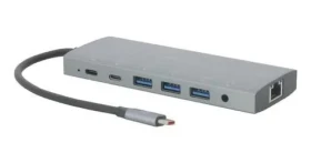 Mobilis USB-C Docking Station 12v1 sivá / Dokovacia stanica / 100W PD / 2x DisplayPort / HDMI / RJ-45 / SD/microSD (020028)