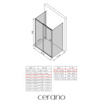 CERANO - Trojstenný sprchovací kút Varone POINT UL/P - 6 mm - čierna matná, grafitové sklo - 110x70x195 - posuvný CER-8050BD7807