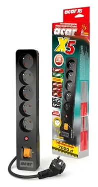 Acar X5 / Prepäťová ochrana / 5 zásuviek / 1,5 m / 10 A (W0179)