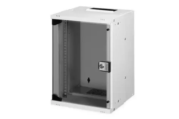 Digitus SOHO PRE 12U sivá / Nástenný rozvádzač / 10" / sklenené dvere / nosnosť 60 kg / IP20 (DN-49104)