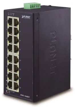Planet ISW-1600T / Switch priemyselný / 16x 10/100 / DIN / IP30 / -40 až 75 ° C / 12-48V DC (ISW-1600T)