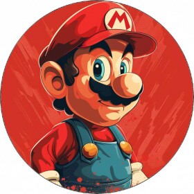 Jedlý papier Super Mario červené pozadie 19,5 cm - Pictu Hap - Pictu Hap