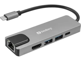 Sandberg USB-C 5in1 Travel Dock Saver čierna / dokovacia stanica / HDMI USB Ethernet (100 W)