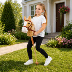 Mamido Kôň na tyči Hobby Horse so zvukmi a kolieskami 100 cm béžový