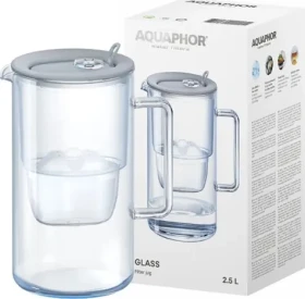 AQUAPHOR Glass 2,5 l šedá + 1x filter / Filtračná kanvica / filter: Maxfor PLUS Mg (4744131010182)