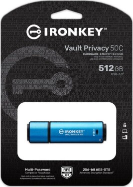 Kingston Kingston Technology IronKey Vault Privacy 50 pamięć USB 512 GB USB Type-C 3.2 Gen 1 (3.1 Gen 1) Čierny, Modrý