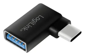LogiLink adaptér USB-C(M) - USB-A(F) 90° čierna / Adaptér / USB 3.2 Gen1 / 5 Gbit/s / 15 W (AU0055)