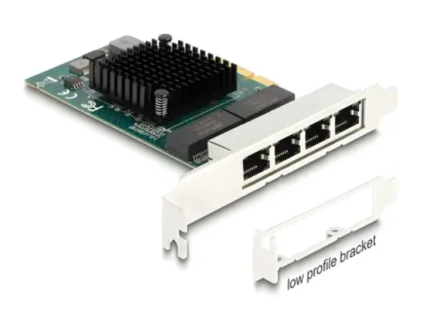 DeLock PCI Express x4 / Sieťová karta / 4X RJ45 Gigabit LAN / BCM (88208)