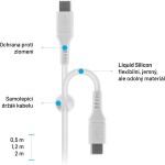 FIXED Liquid silicone Dlhý Nabíjací a dátový kábel s konektormi USB-C/USB-C a podporou PD 2m biela / USB 2.0 / 60W (FIXDLS-CC2-WH)