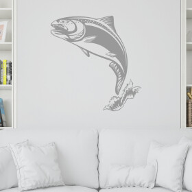 Veselá Stena Samolepka Pstruh Farba: šedá, Veľkosť: 80 x 85 cm