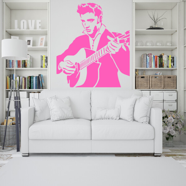 Veselá Stena Samolepka Elvis Presley Farba: ružová, Veľkosť: 100 x 93 cm