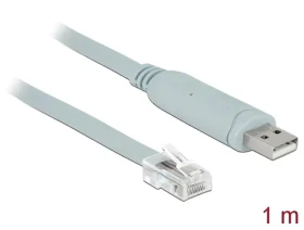 DeLock Adaptér USB 2.0 Typ-A (M) - RS-232 RJ45 (M) 1m šedá / Redukcia / FTDI FT232RL / Cisco konzola / Plug Play (63911)