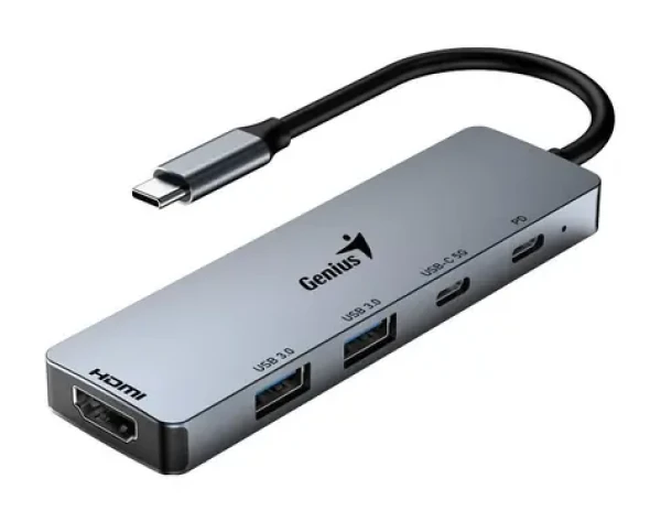 Genius húb UH-500 sivá / Dokovacia stanica / USB-C na HDMI / 2x USB3.0 / USB-C / 100W PD (31240003400)