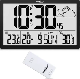 GreenBlue GB218 / Nástenné hodiny LCD / Teplota a dátum / Veľký formát (GB218)