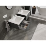 MEXEN/S - Orio kúpeľňová skrinka 50 cm s umývadlom Otis, 1 šuplík, grafit mat/biela mat 91A10-05023-1-BF66-W18M01