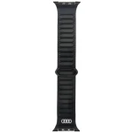 Audi Logo Magnetic Ring čierna / Kožený remienok pre Apple Watch / 44/45/46/49mm / Magnetické zapínanie (AU-GL-AW44-49-GT/D2-BK)
