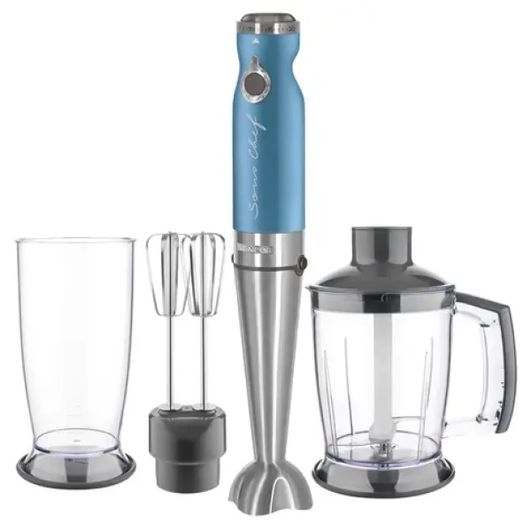 Sencor SHB 5602BL-EUE3 modrá / Tyčový mixér / 1200 W / 20 rýchlostí / nádoba 800 ml / sekáčik 1250 ml (8590669285808)