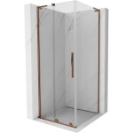 MEXEN/S - Velar L sprchovací kút, posuvné dvere 100 x 100, transparent, ružové zlato 871-100-100-03-60