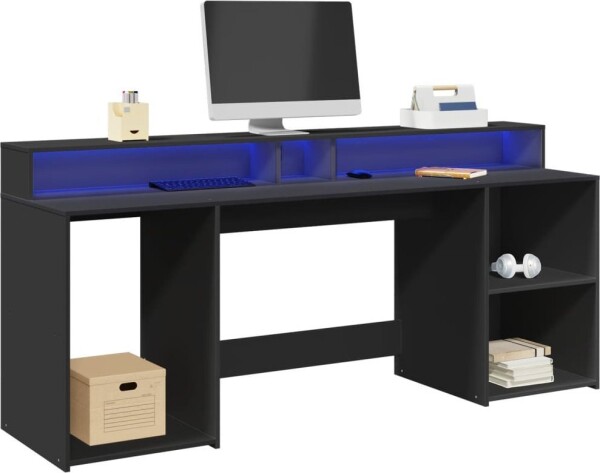 VidaXL Biurko z podświetleniem LED, čierne, 200x55x91 cm