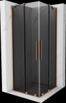 MEXEN/S - Velar Duo sprchovací kút, posuvné dvere 90 x 90, grafit, meď kartáčovaná 871-090-090-42-65