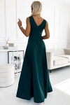 246-5 CINDY dlhé elegantné šaty s výstrihom - ZELENÉ XXL