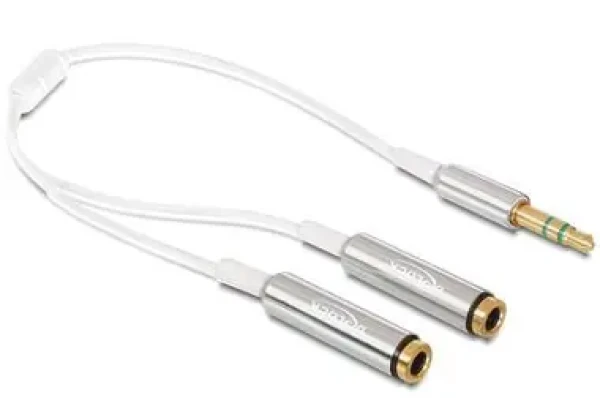 DeLock adaptér stereo jack 3,5 mm samec gt; 2 x stereo jack 3,5 mm samica, 25cm (65355)