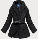 Lehká černá dámská bunda páskem model 15846298 Ann Gissy Barva: odcienie czerni, Velikost: