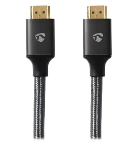 Nedis Profigold 3 m antracitová / Kábel HDMI / Ultra High Speed / 8K 60Hz / 48 Gbps / pozlátené konektory (CVTB35000GY30)