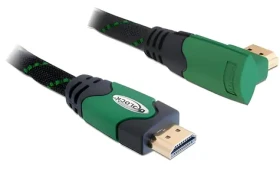 DeLock HDMI A/A 90° / Kábel HDMI s Ethernetom / 3 m / 4096 x 2160 px / 10,2 Gbit/s / pozlátené konektory (82953)