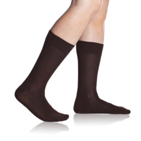 Model 17225147 klasické pánské ponožky BAMBUS COMFORT SOCKS hnědá - Bellinda Velikost: 39 - 42