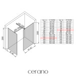 CERANO - Sprchová zástena Walk-in Onyx TL/P - 8 mm - hranatá vzpera - čierna matná, bronzové sklo - 130x80x200 CER-686830