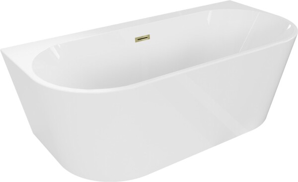 MEXEN/S - Oval+ voľne stojaca vaňa przyścienna 170 x 80, biela, sifón a prepad zlatá 52681708000-50