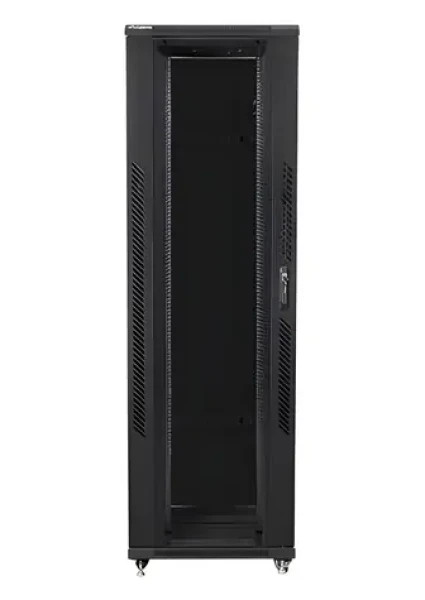Lanberg FF01-8242-12BL čierna / Stojanový rozvádzač / 19" / 42U / 800x1200 mm / presklené dvere (FF01-8242-12BL)