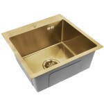 REA - Oceľový drez Leo 40 BRUSH GOLD s kuchynskou batériou KPL-96001
