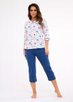 Cornette 732/452 Amelia 2 3/4 M-2XL dámske pyžamo white-marine XL