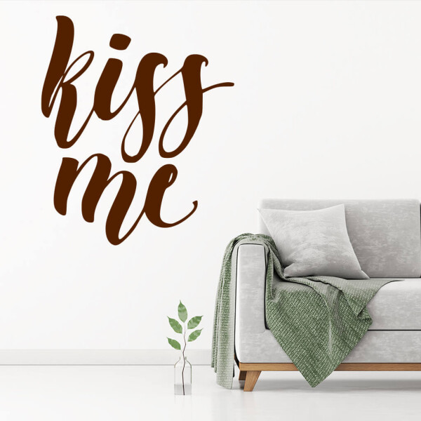 Veselá Stena Samolepka Kiss me Farba: hnědá, Veľkosť: 40 x 33 cm